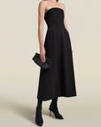 Blaise Tube Dress in Black Stretch-Knit Suiting