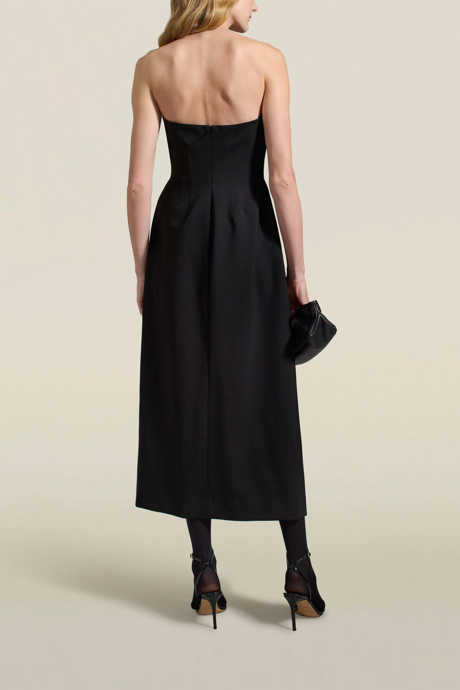 Blaise Tube Dress in Black Stretch-Knit Suiting