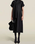 Myra Long Dress in Black Flannel Suiting