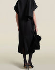 Myra Long Dress in Black Flannel Suiting