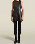 Cybill Short Dress in Black Nappa Soft Leather