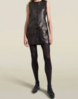 Cybill Short Dress in Black Nappa Soft Leather