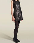 Cybill Short Dress in Black Nappa Soft Leather