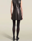 Cybill Short Dress in Black Nappa Soft Leather