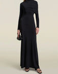 Rue Draped Gown in Black Slinky Jersey