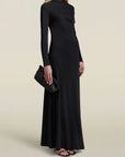 Rue Draped Gown in Black Slinky Jersey