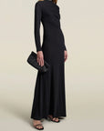 Rue Draped Gown in Black Slinky Jersey