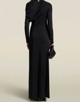 Rue Draped Gown in Black Slinky Jersey