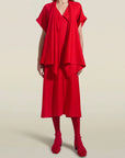 Myra Long Dress in Scarlet Flannel Suiting