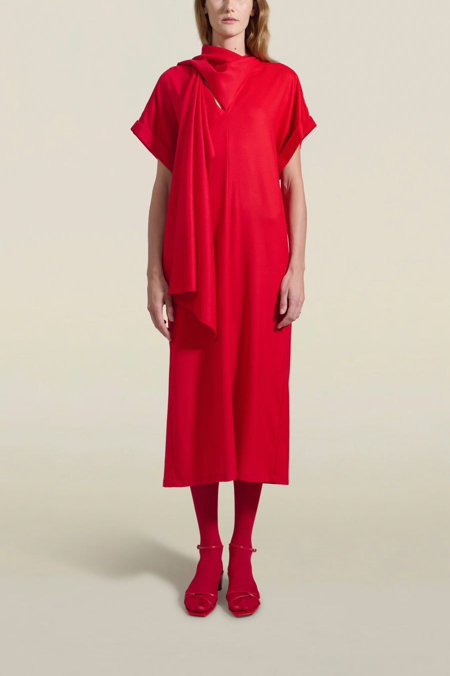 Myra Long Dress in Scarlet Flannel Suiting