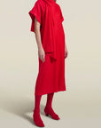 Myra Long Dress in Scarlet Flannel Suiting