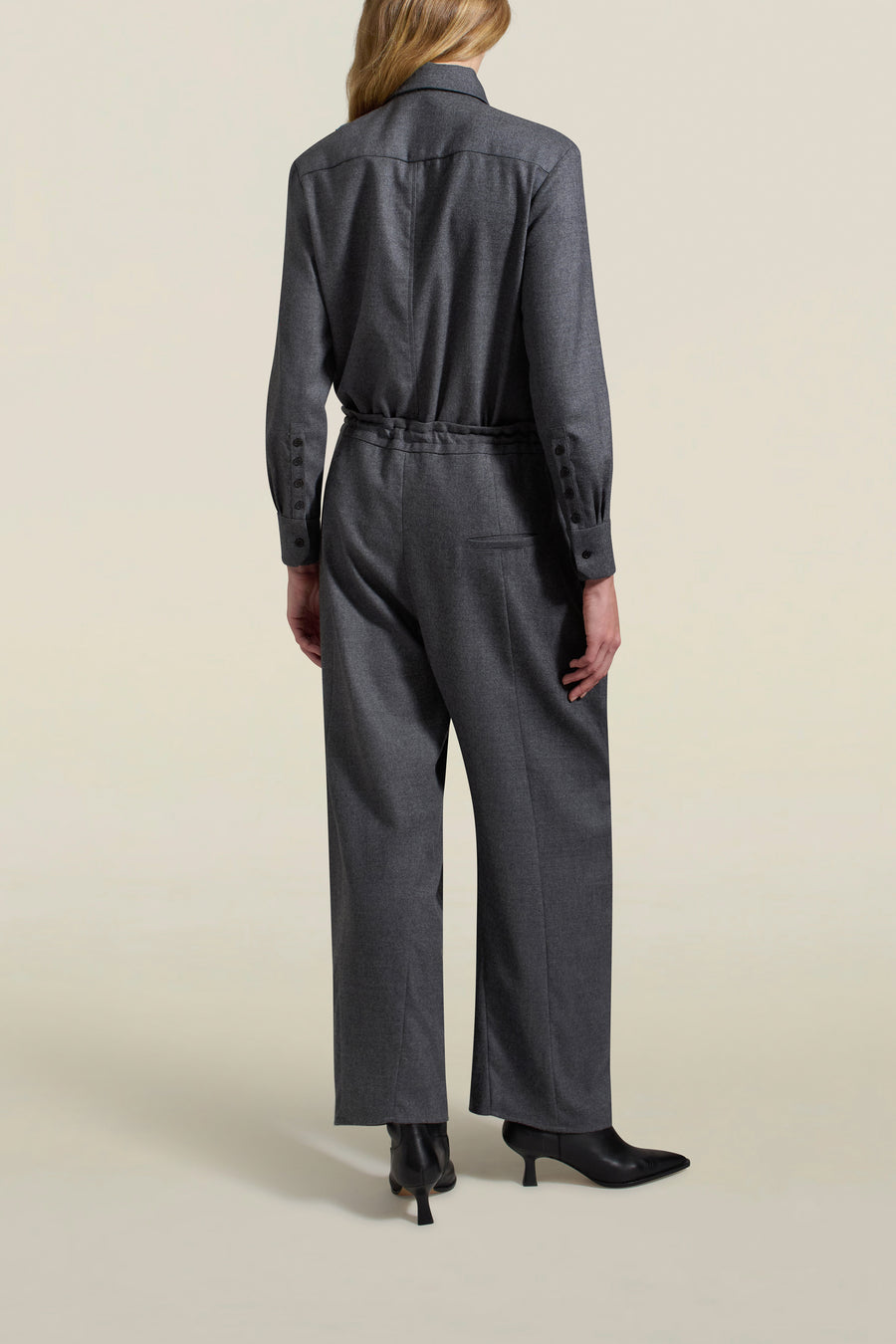 Clemence Pant in Heather Grey Flannel Suiting