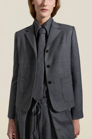 Kiernan Shrunken Blazer in Heather Grey Flannel Suiting