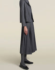 Dakota Pleated Skirt in Heather Grey Flannel Suiting