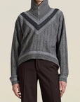 Josie Layered Sweater in Heather Grey Cashmere Wool Blend