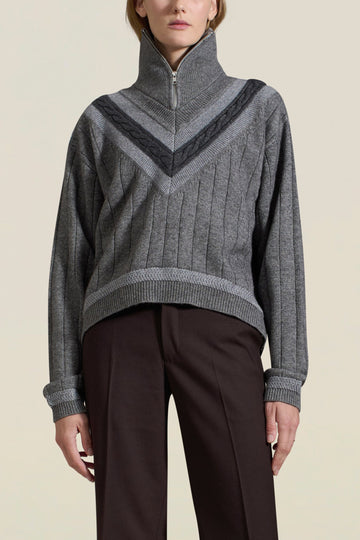 Josie Layered Sweater in Heather Grey Cashmere Wool Blend