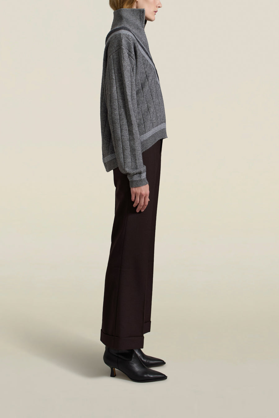 Josie Layered Sweater in Heather Grey Cashmere Wool Blend