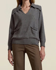 Betina Collared Sweater in Sterling Cashmere Wool Blend