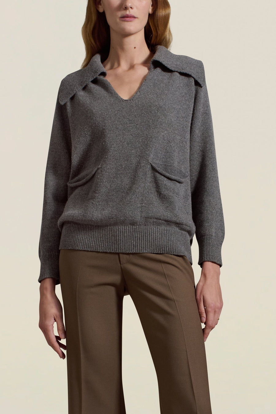 Betina Collared Sweater in Sterling Cashmere Wool Blend