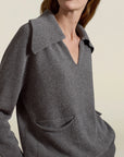 Betina Collared Sweater in Sterling Cashmere Wool Blend