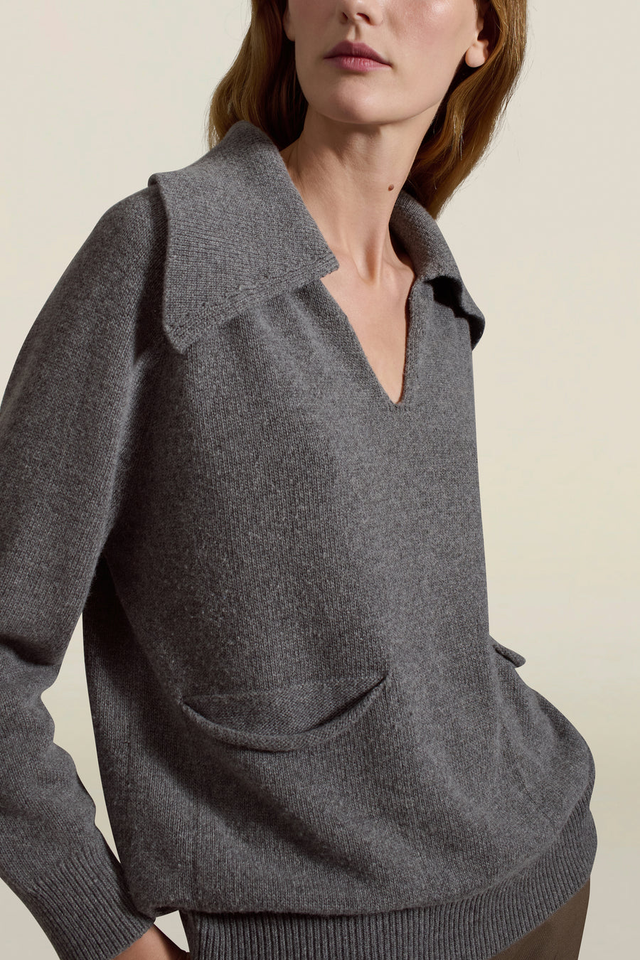 Betina Collared Sweater in Sterling Cashmere Wool Blend