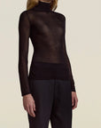 Lyra Sheer Turtleneck in Black Viscose Blend