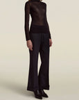 Lyra Sheer Turtleneck in Black Viscose Blend