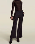 Milena Cuff Trouser in Black Sergeant Twill