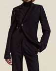 Thalia Blazer in Black Sergeant Twill