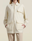 Benet Button Down in Ivory Brushed Ponte