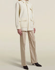 Benet Button Down in Ivory Brushed Ponte