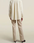 Benet Button Down in Ivory Brushed Ponte