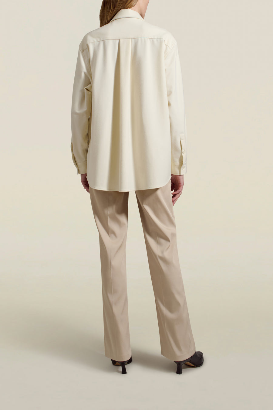 Benet Button Down in Ivory Brushed Ponte