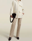 Benet Button Down in Ivory Brushed Ponte