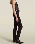 Clara Stirrup Trouser in Black Stretch-Knit Suiting