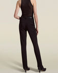 Clara Stirrup Trouser in Black Stretch-Knit Suiting