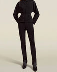 Agatha Shirt Jacket in Black Stretch-Knit Suiting