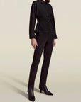 Agatha Shirt Jacket in Black Stretch-Knit Suiting