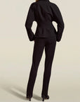 Agatha Shirt Jacket in Black Stretch-Knit Suiting