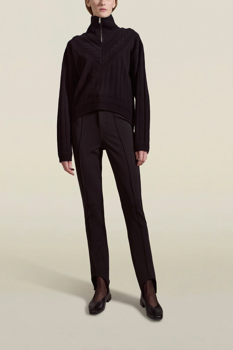 Josie Layered Sweater in Black Cashmere Wool Blend