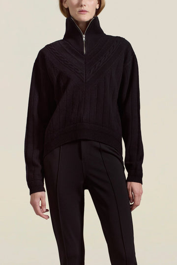 Josie Layered Sweater in Black Cashmere Wool Blend