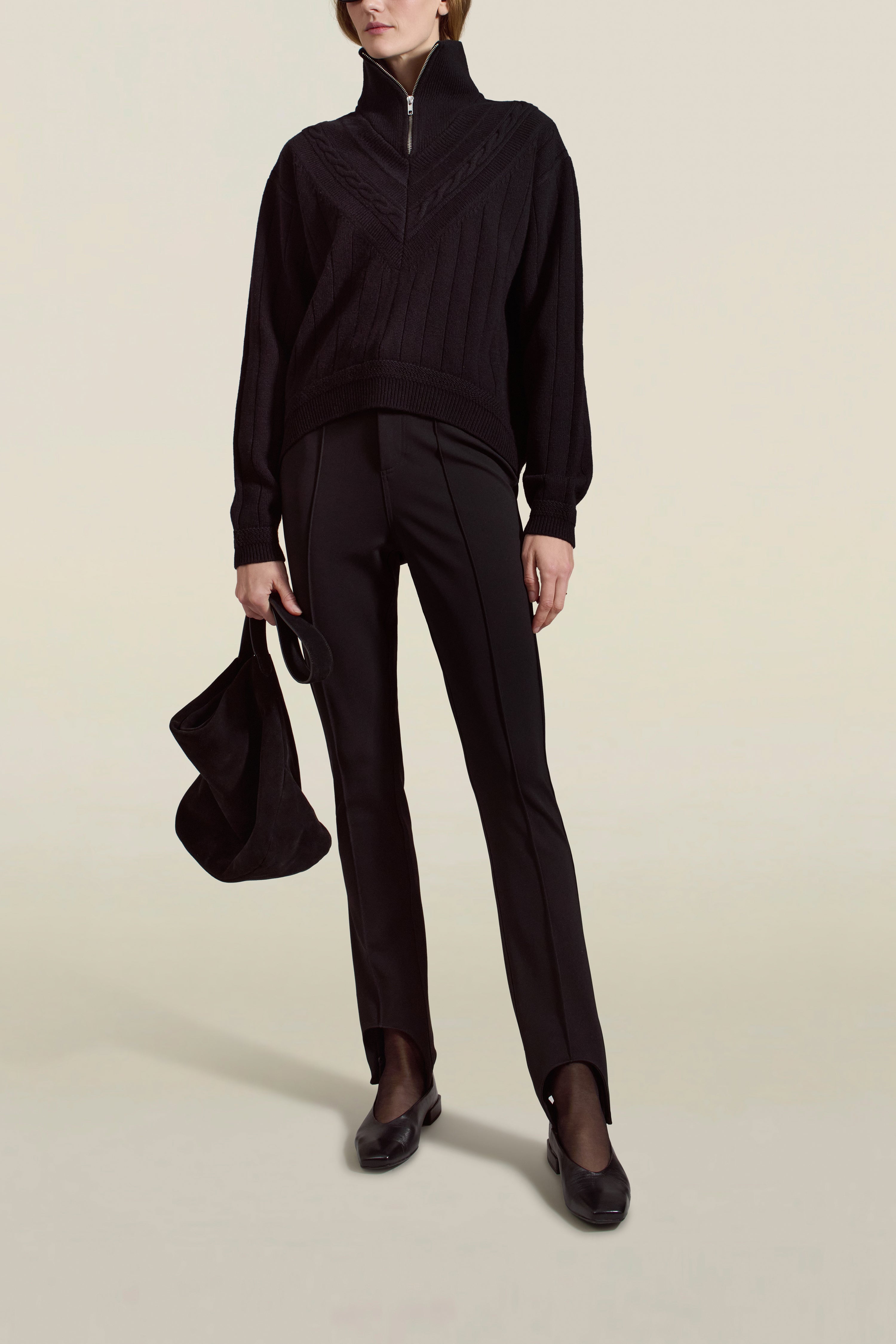 Josie Layered Sweater in Black Cashmere Wool Blend