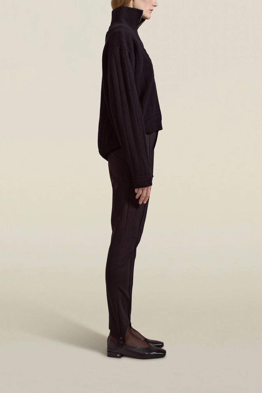 Josie Layered Sweater in Black Cashmere Wool Blend