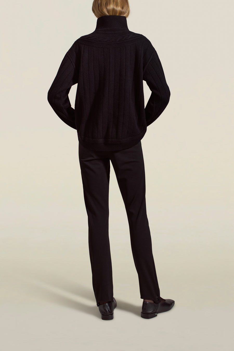 Josie Layered Sweater in Black Cashmere Wool Blend