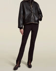 Remi Cropped Jacket in Black Distressed Leather