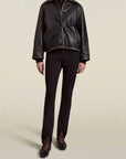 Remi Cropped Jacket in Black Distressed Leather