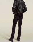 Remi Cropped Jacket in Black Distressed Leather