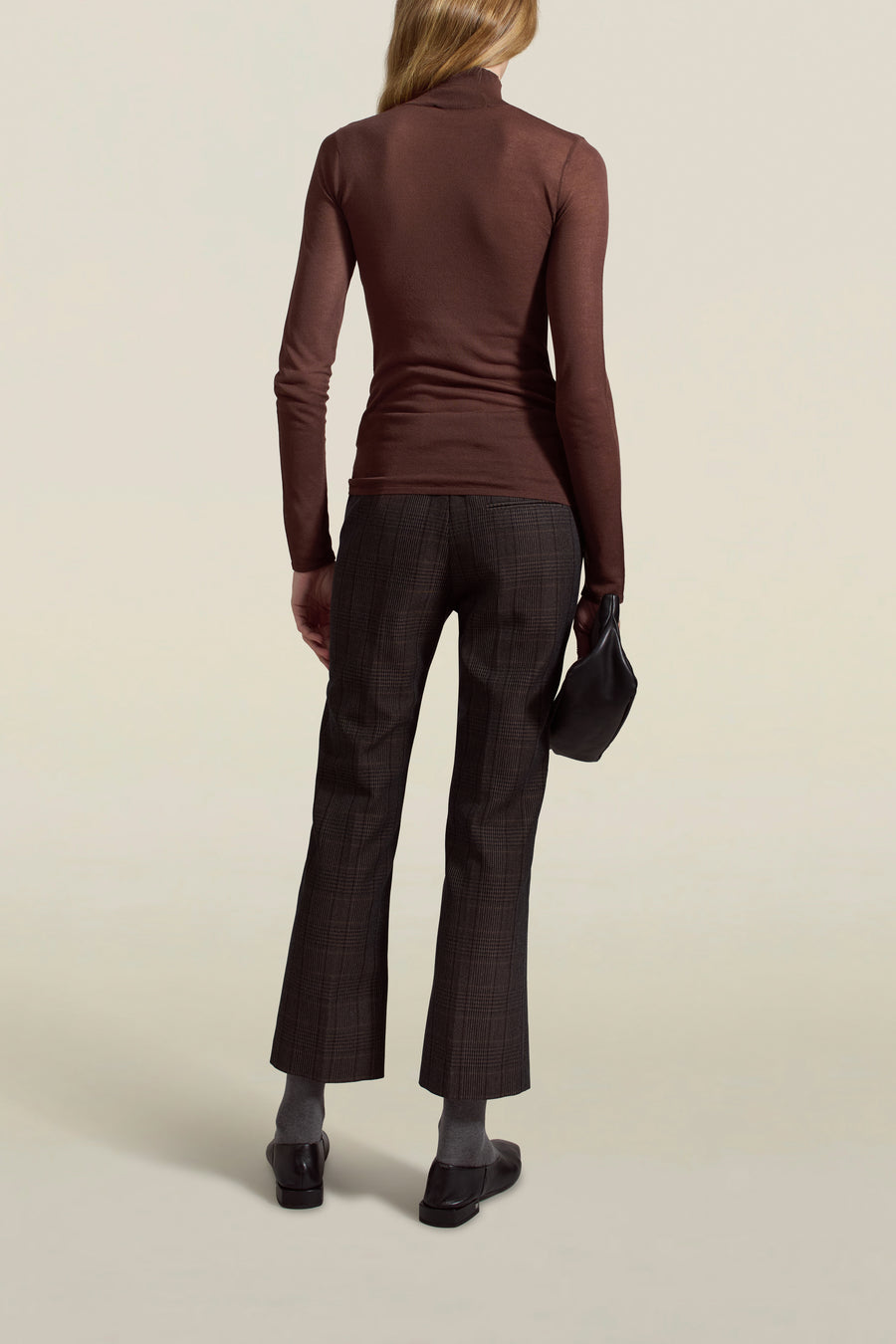 Lyra Sheer Turtleneck in Russet Viscose Blend