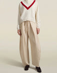 Josie Layered Sweater in Ivory/Red Cashmere Wool Blend