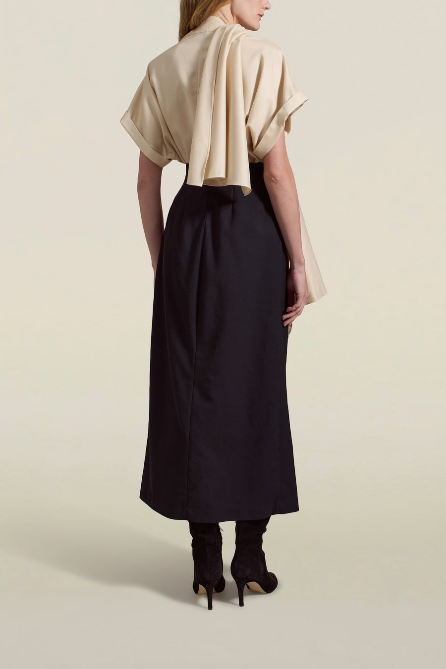 Andi Long Skirt in Black Sergeant Twill